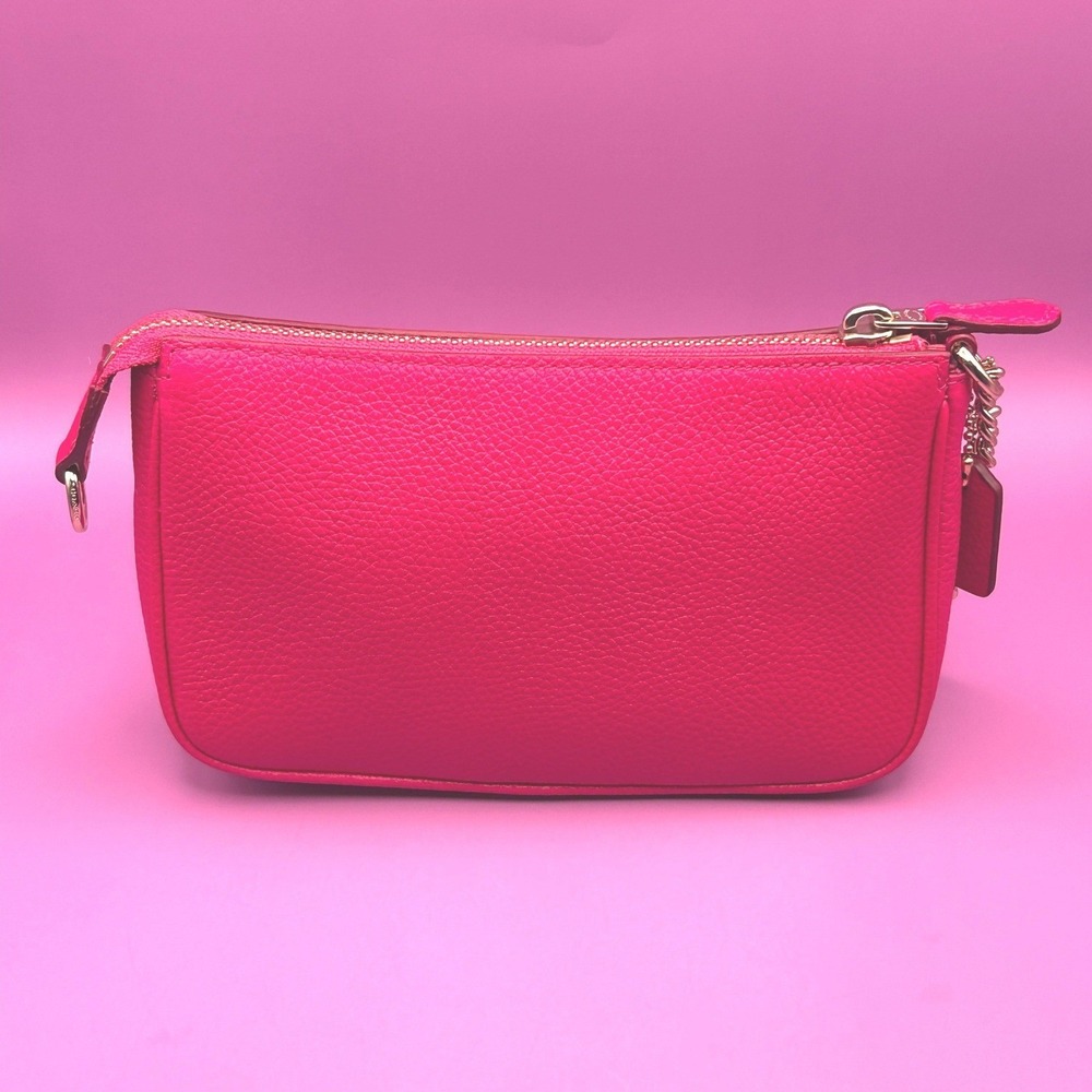 Coach Nolita 19 Hot Pink Pebbled Leather Wristlet Gold Chain Bag - Picture 4 of 12